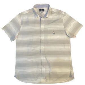 Psycho Bunny Gray Striped Button Down Shirt